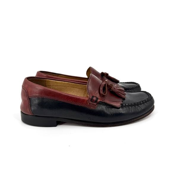 Vintage 90s Florsheim Black Brown Genuine Leather Tassel Kiltie Loafers main image 8